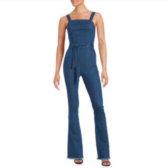 NEW GUESS Ella Flared Denim Jumpsuit blue size 6 - Picture 3 of 16